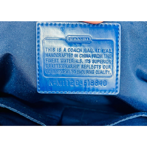 EUC Coach Kyra Daisy Scarf Signature Nylon Crossbody Messenger Blue Purple/COA - Picture 7 of 11